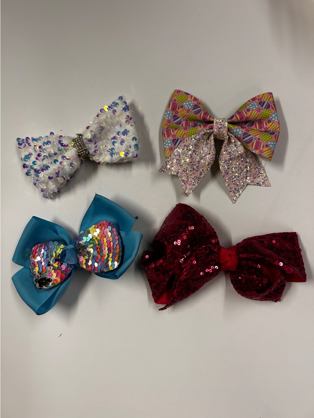 7 Kids Sequin & Glitter Bow Hair Clips - Multicolor
